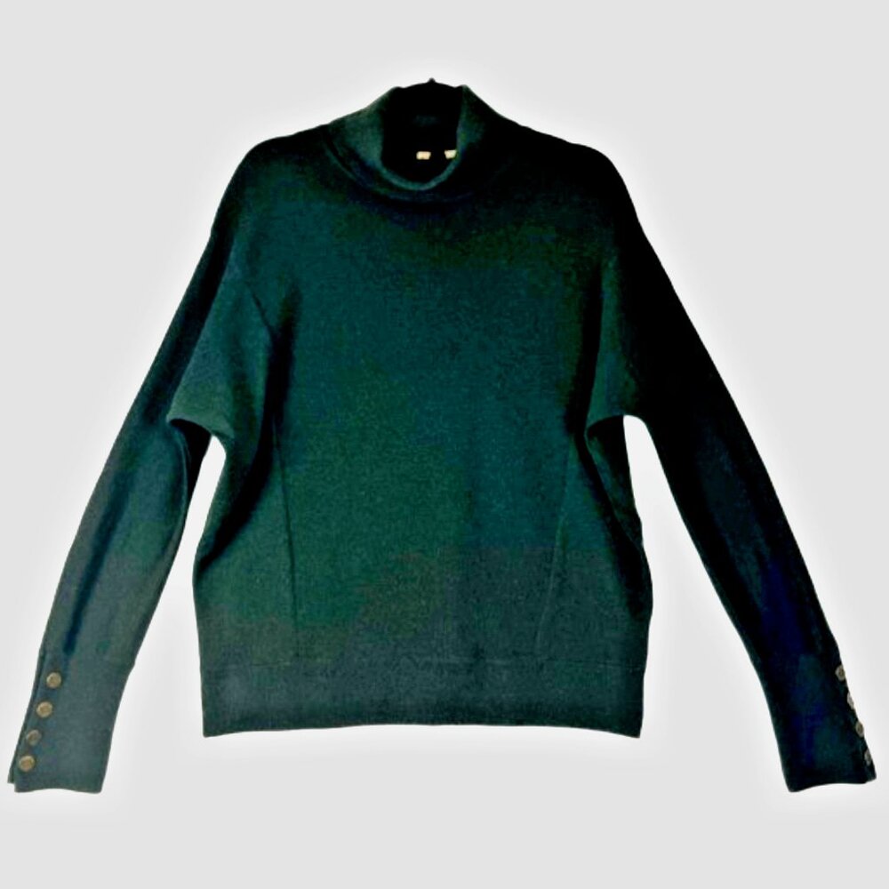 Anthropologie Moth Forest Green Wool-Blend Turtleneck Womens Size M Academia